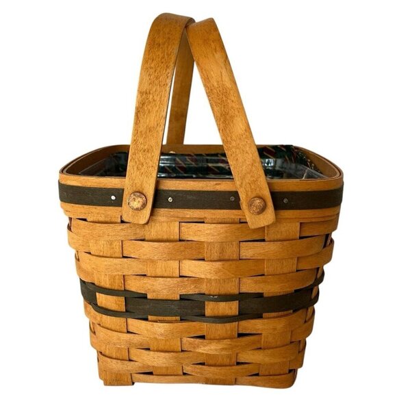 Longaberger 1995 Christmas Collection Cranberry Basket w/ Liner & Insert Holiday - Picture 5 of 16